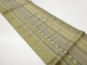 変わり織金通し横段模様織出し袋帯